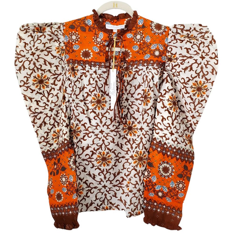 NWT House Of Harlow 1960 Puff Shoulder Floral Print Blouse - Picture 3 of 12